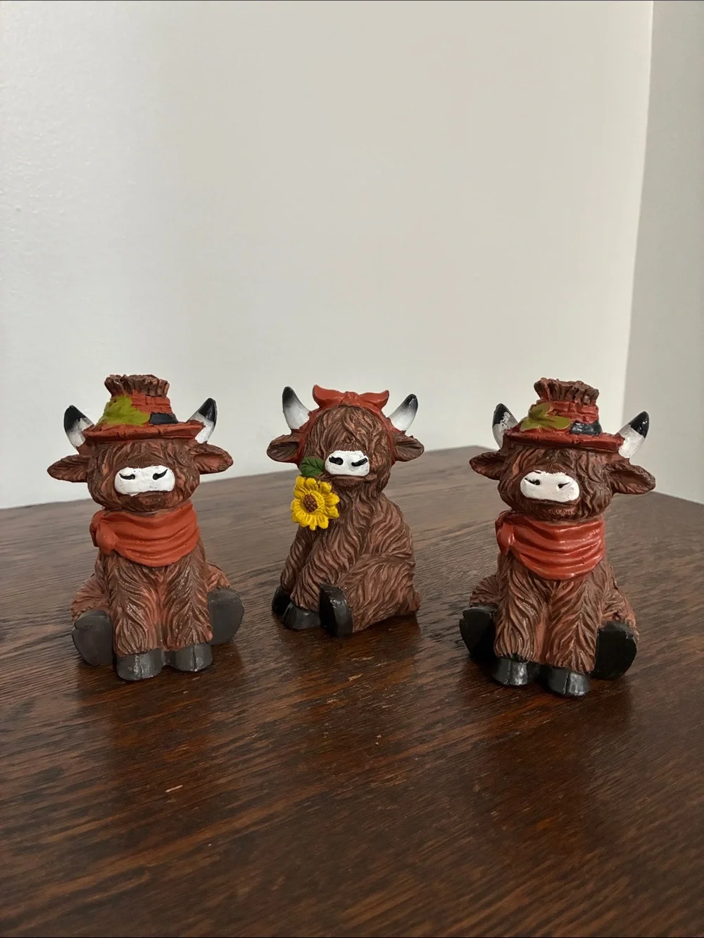 NWT- Set of 3- Fall Harvest- The rHighland Cow Figurines